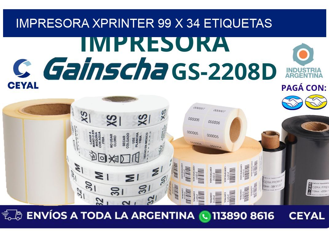 impresora xprinter 99 x 34 etiquetas