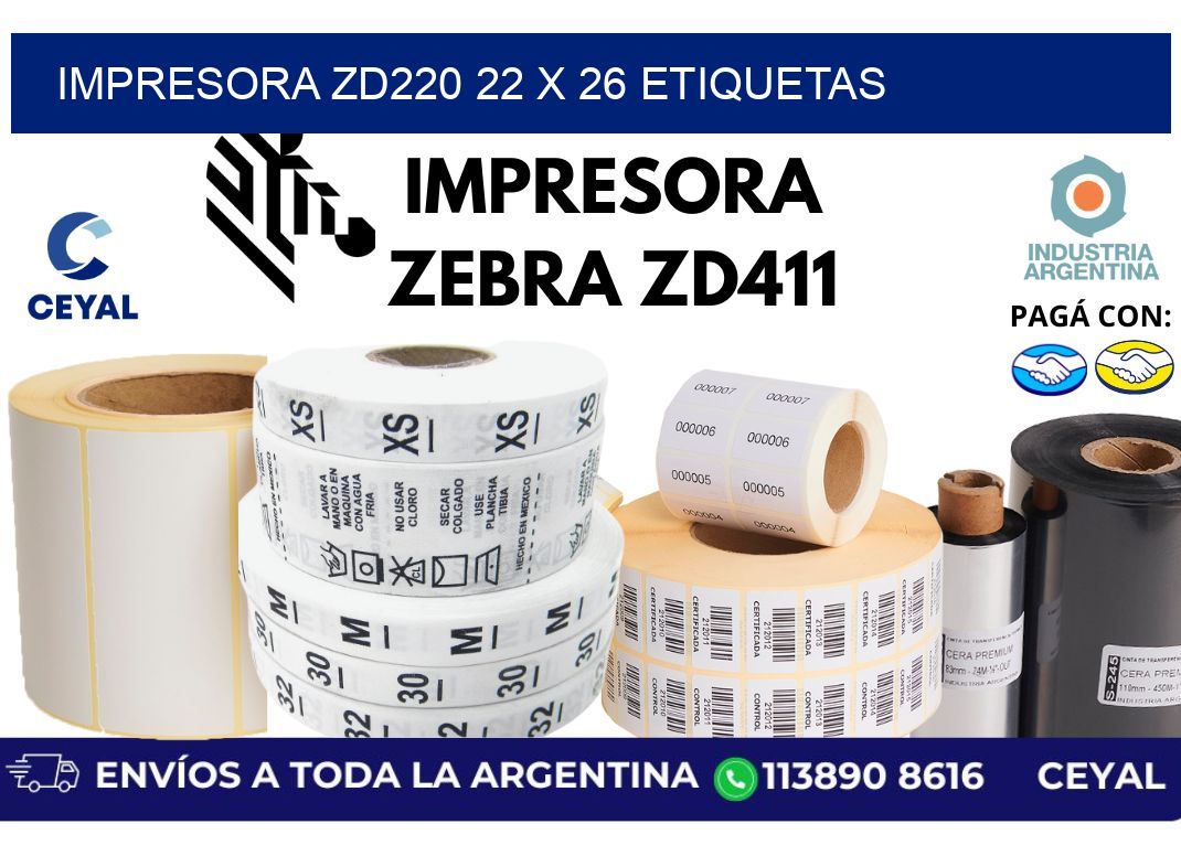 impresora zd220 22 x 26 etiquetas