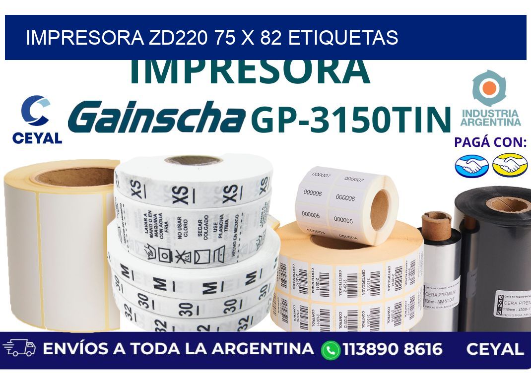 impresora zd220 75 x 82 etiquetas