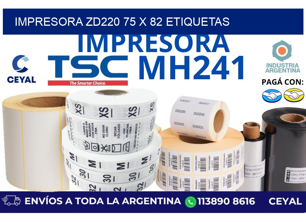 impresora zd220 75 x 82 etiquetas