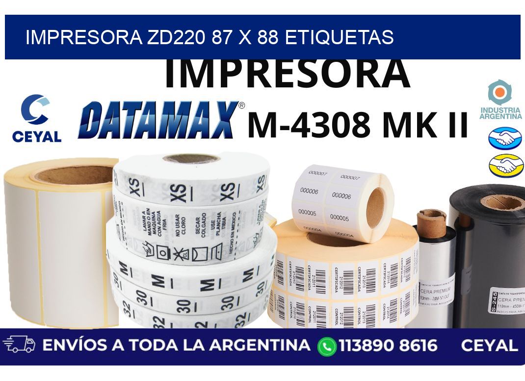 impresora zd220 87 x 88 etiquetas