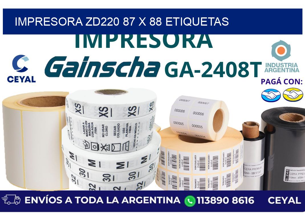 impresora zd220 87 x 88 etiquetas
