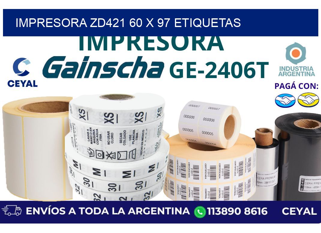 impresora zd421 60 x 97 etiquetas