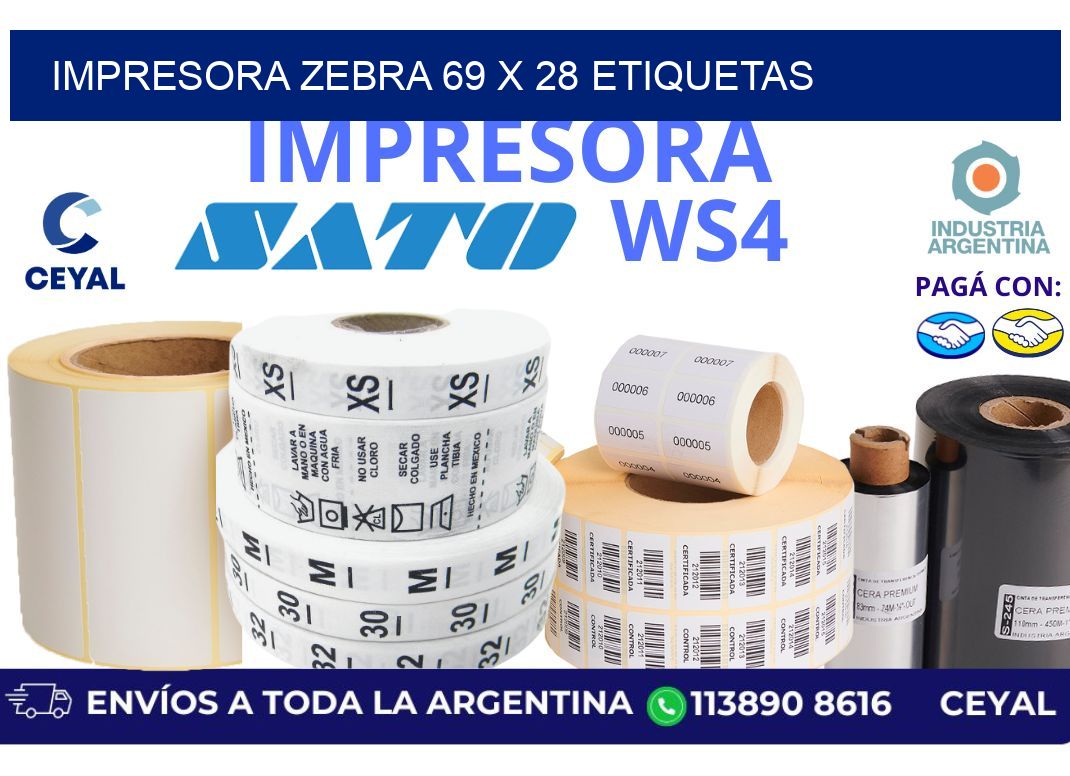 impresora zebra 69 x 28 etiquetas