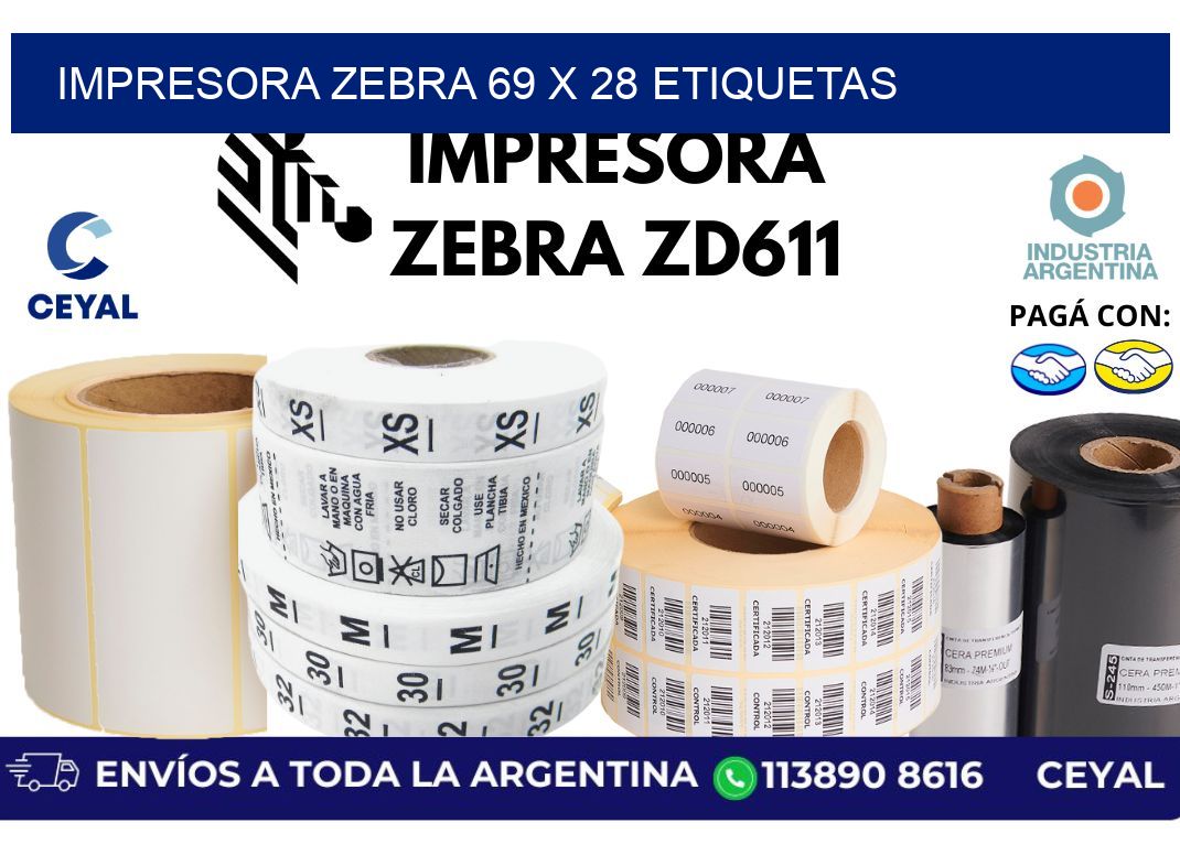 impresora zebra 69 x 28 etiquetas