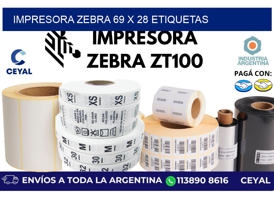 impresora zebra 69 x 28 etiquetas