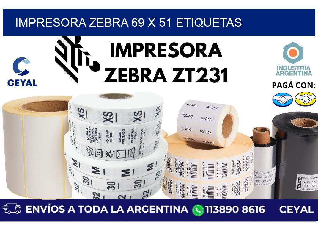 impresora zebra 69 x 51 etiquetas