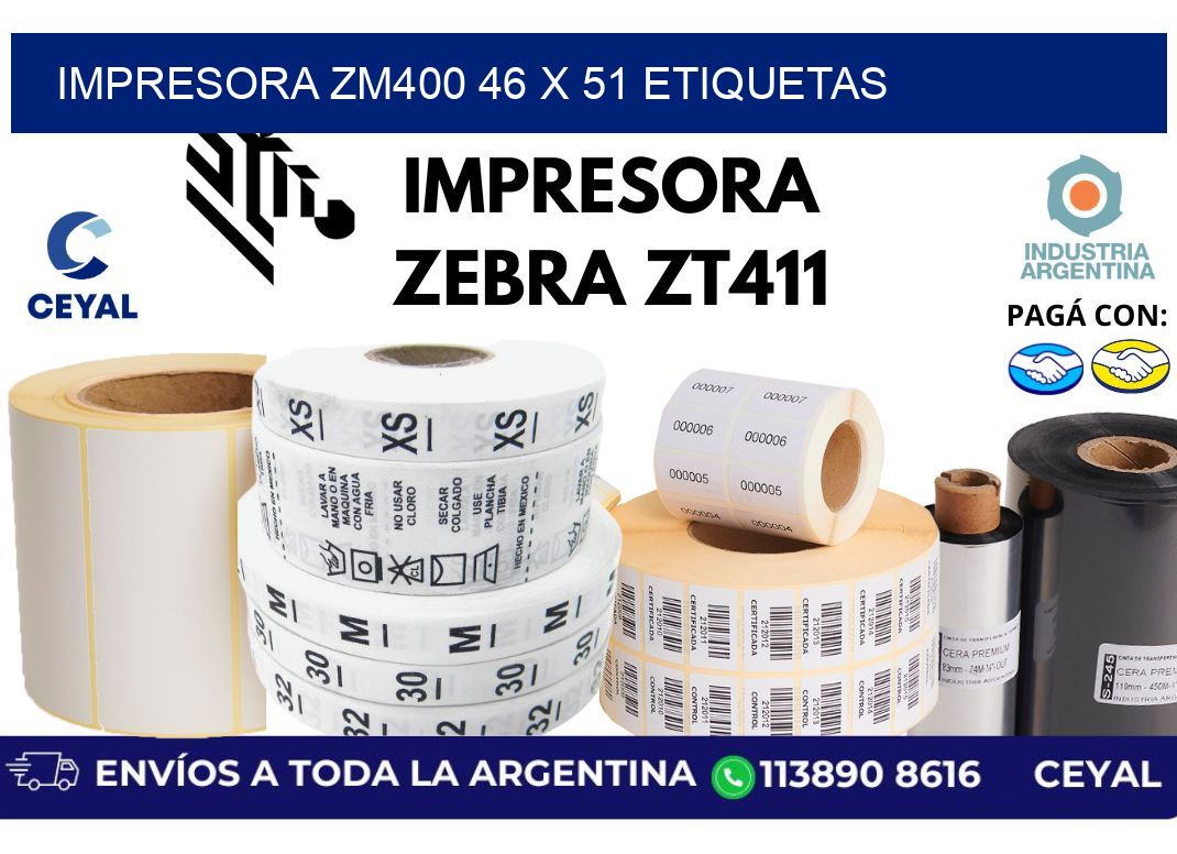 impresora zm400 46 x 51 etiquetas