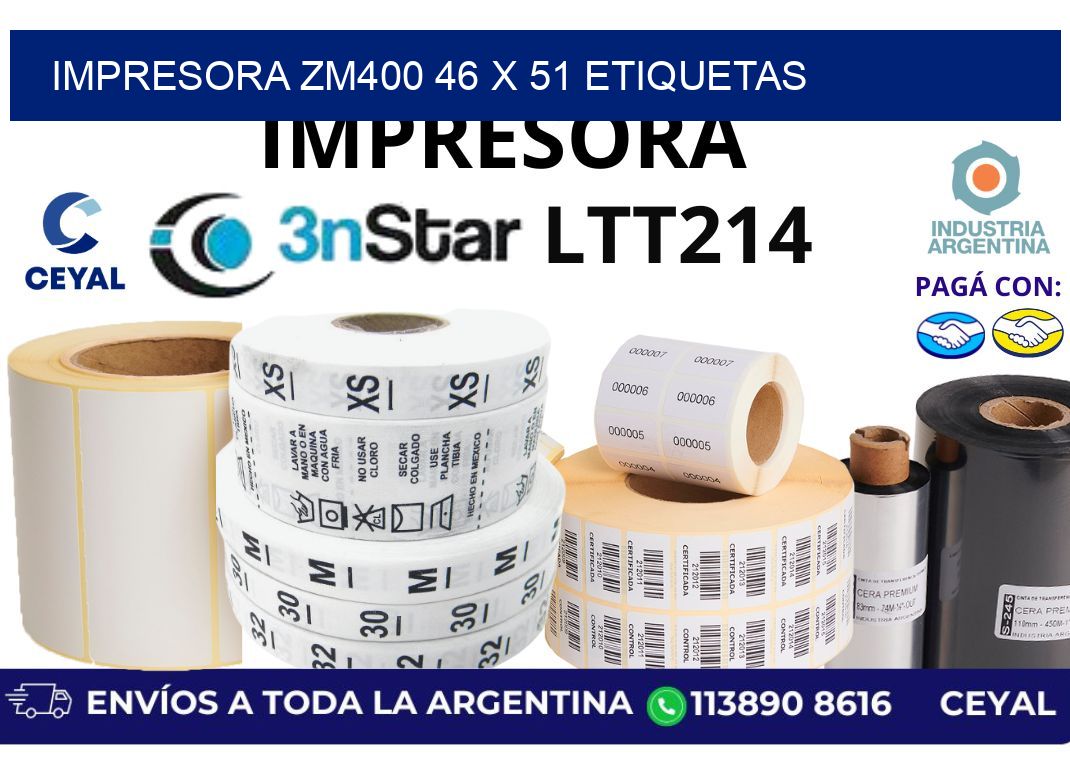 impresora zm400 46 x 51 etiquetas