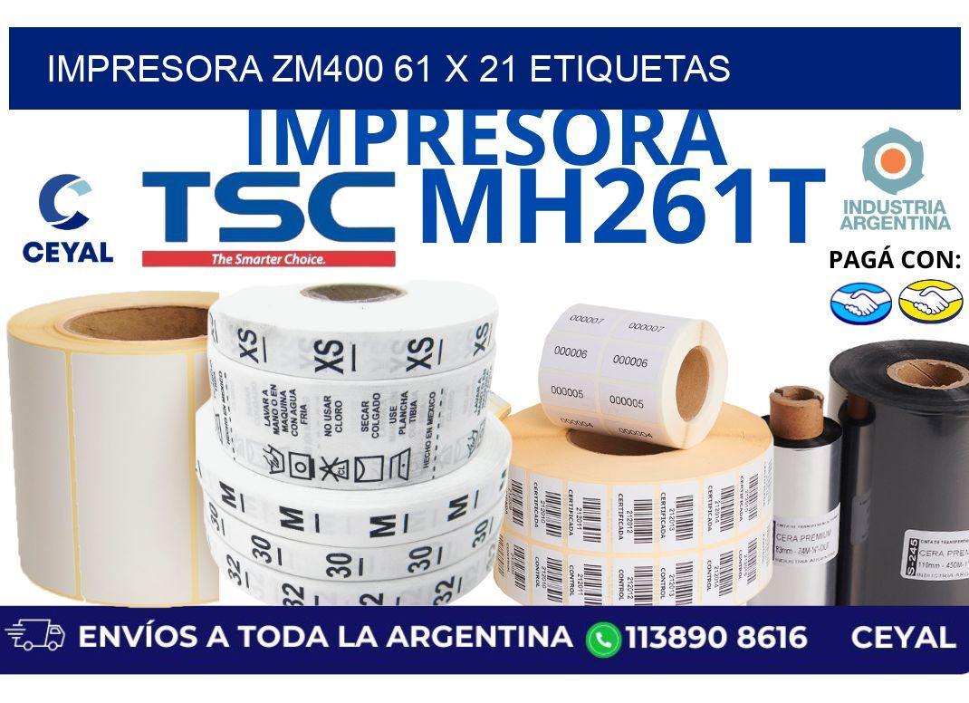 impresora zm400 61 x 21 etiquetas