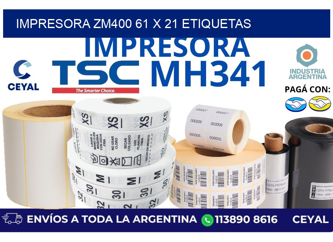 impresora zm400 61 x 21 etiquetas