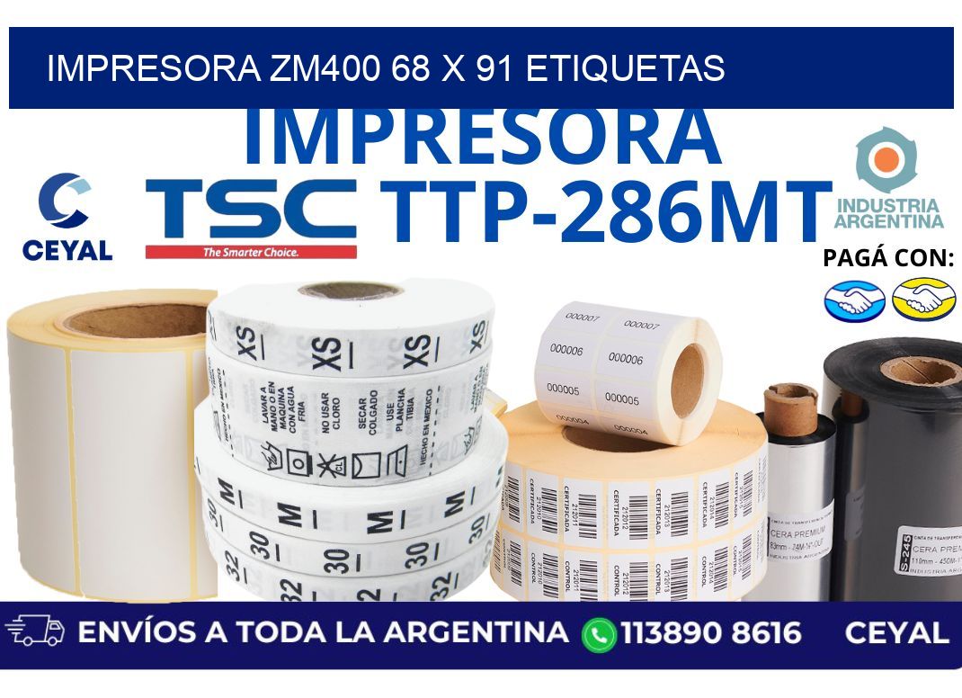 impresora zm400 68 x 91 etiquetas