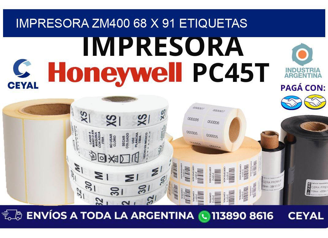 impresora zm400 68 x 91 etiquetas
