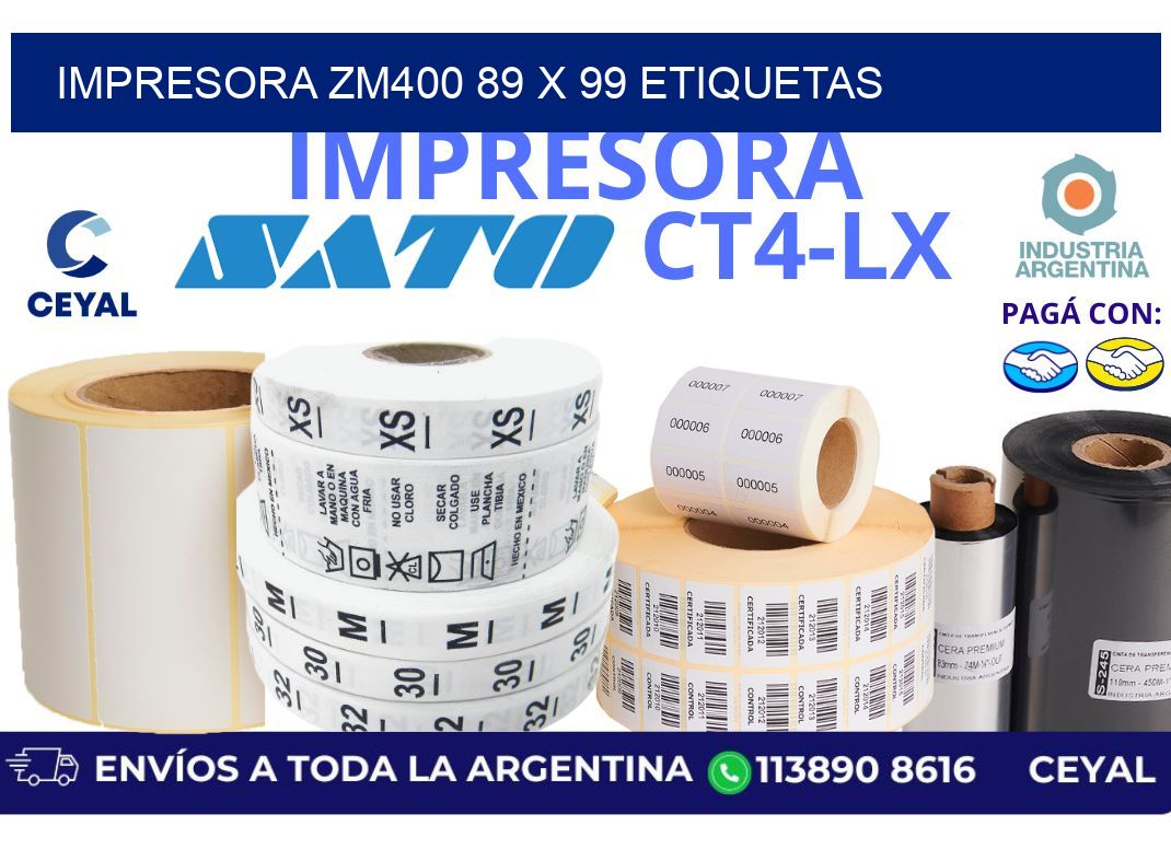 impresora zm400 89 x 99 etiquetas