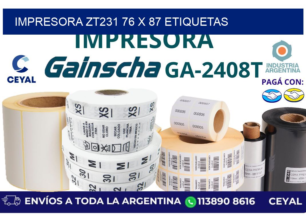 impresora zt231 76 x 87 etiquetas