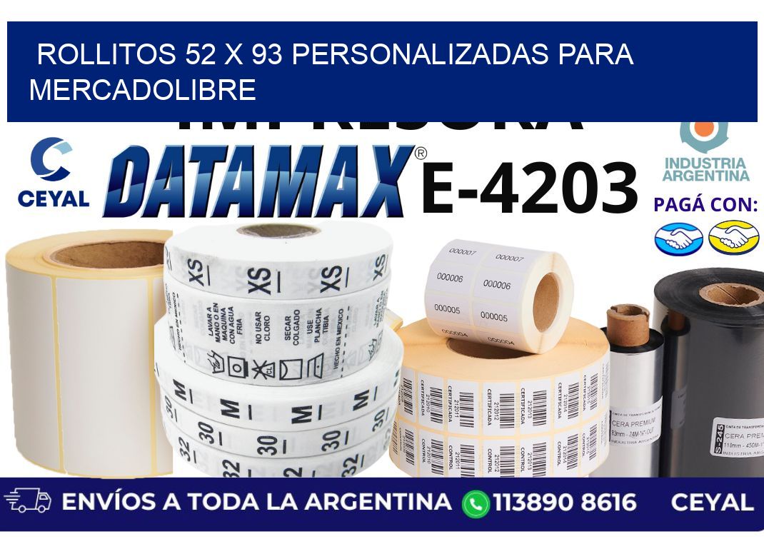 rollitos 52 x 93 personalizadas para mercadolibre