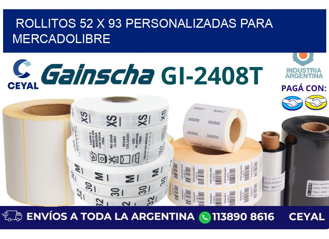rollitos 52 x 93 personalizadas para mercadolibre