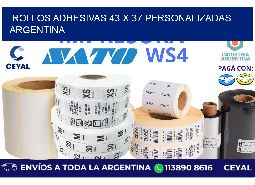 rollos adhesivas 43 x 37 personalizadas - Argentina