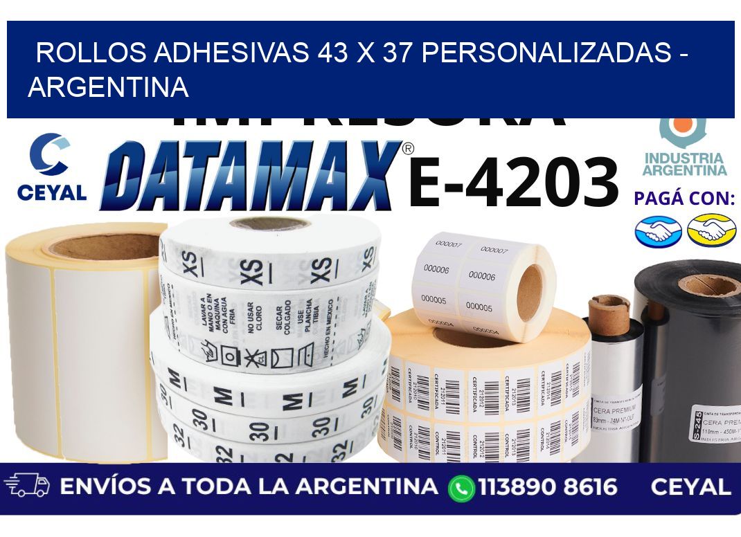 rollos adhesivas 43 x 37 personalizadas - Argentina
