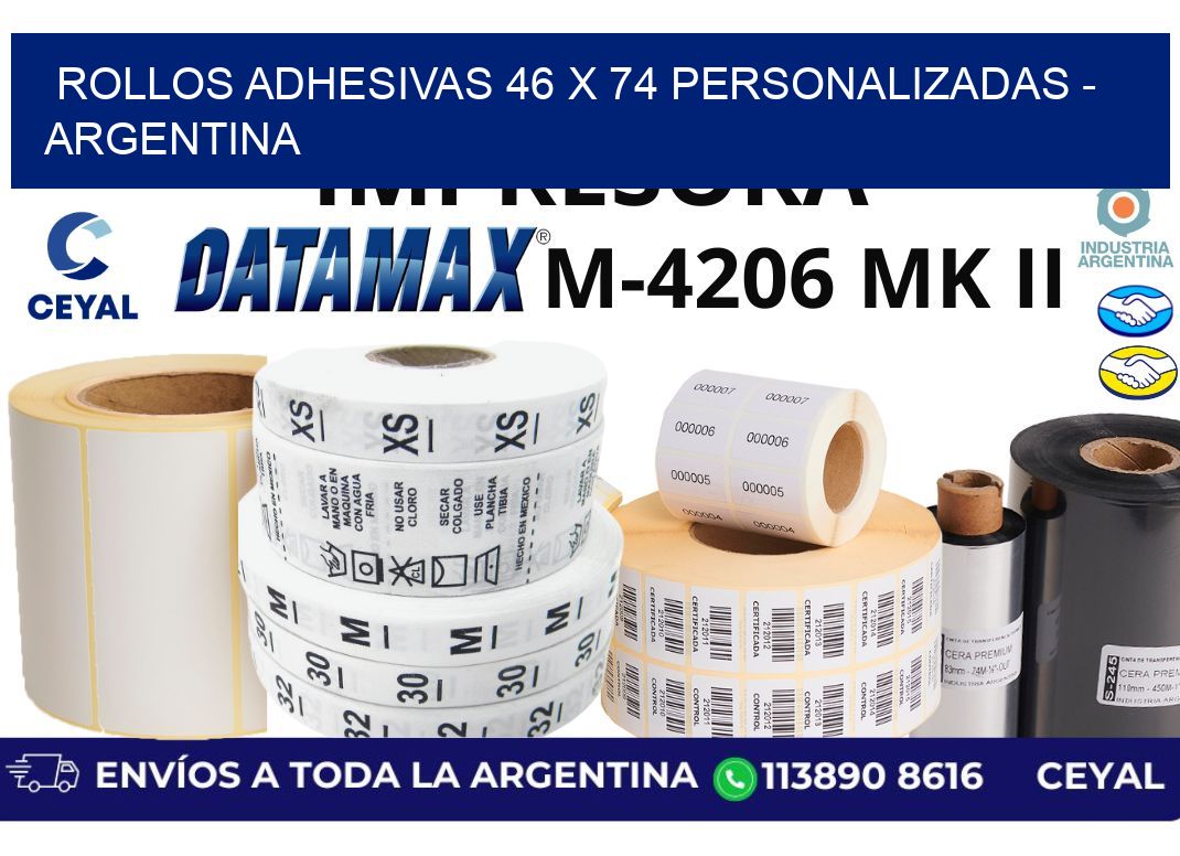 rollos adhesivas 46 x 74 personalizadas - Argentina