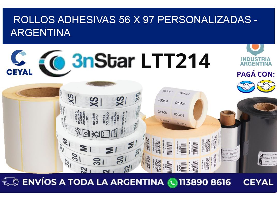 rollos adhesivas 56 x 97 personalizadas - Argentina