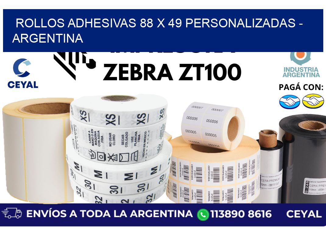 rollos adhesivas 88 x 49 personalizadas - Argentina