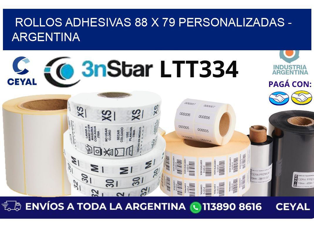 rollos adhesivas 88 x 79 personalizadas - Argentina