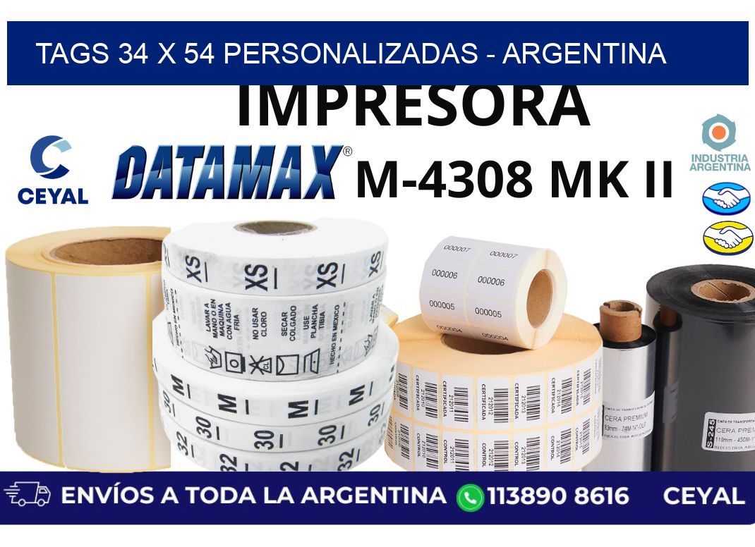 tags 34 x 54 personalizadas - Argentina