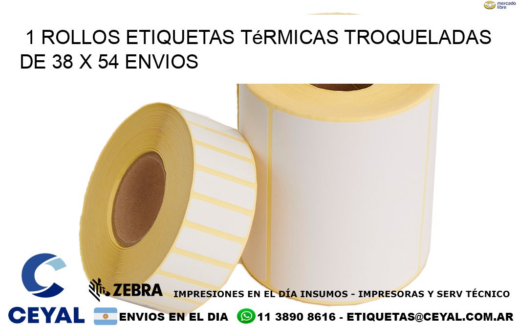 1 Rollos Etiquetas Térmicas Troqueladas De 38 x 54 ENVIOS