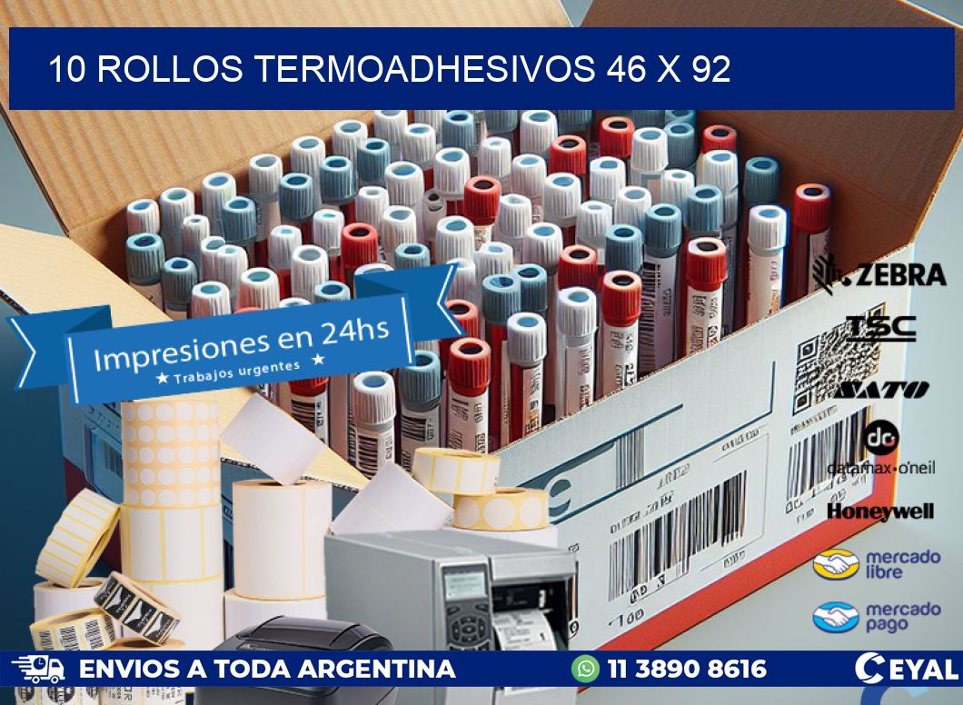 10 ROLLOS TERMOADHESIVOS 46 x 92