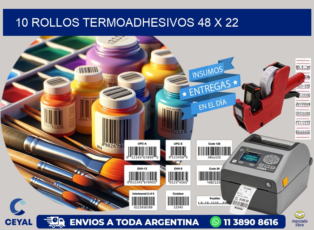 10 ROLLOS TERMOADHESIVOS 48 x 22