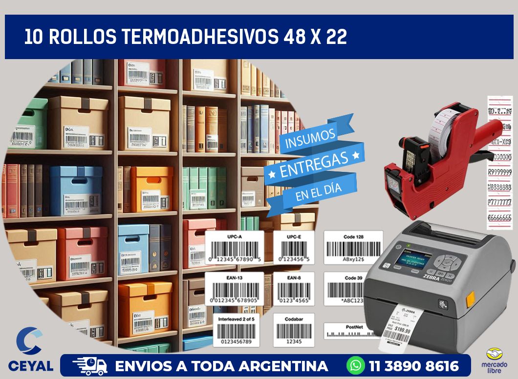 10 ROLLOS TERMOADHESIVOS 48 x 22