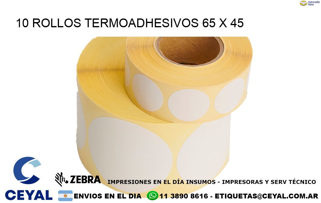 10 ROLLOS TERMOADHESIVOS 65 x 45