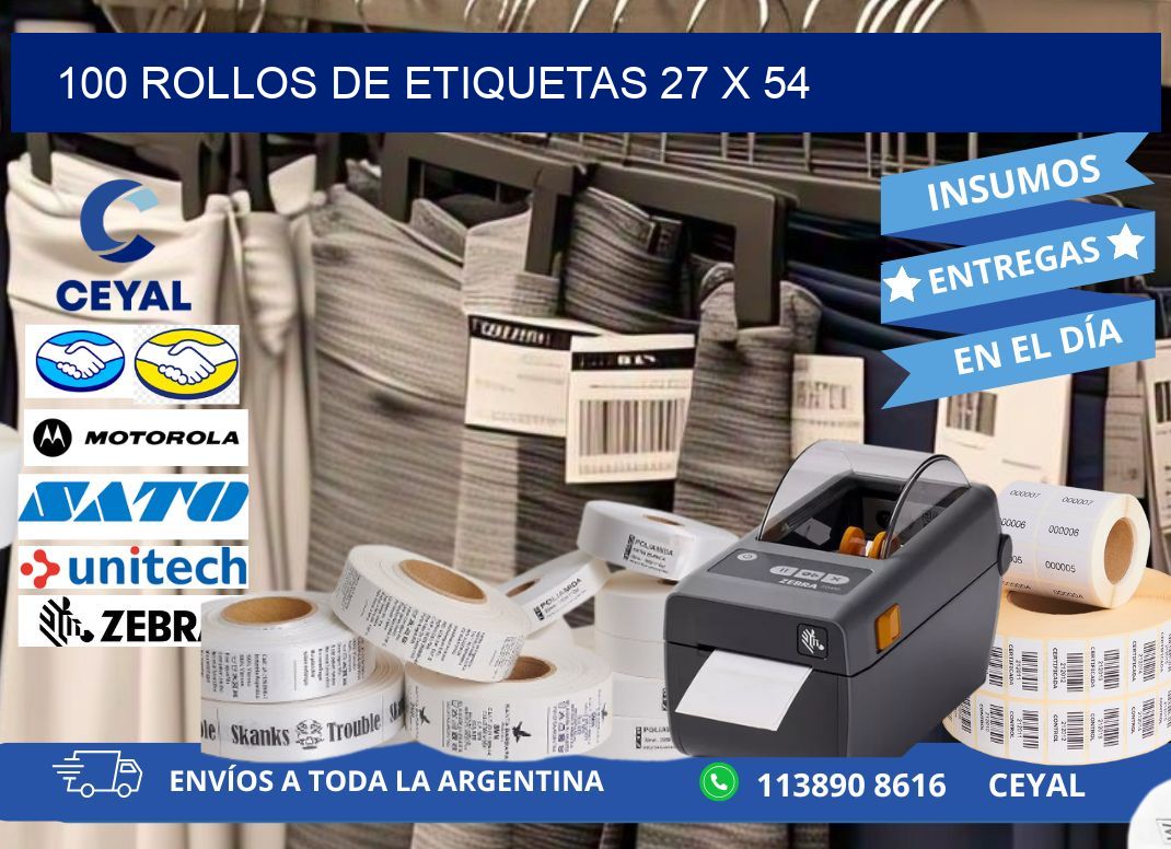100 ROLLOS DE ETIQUETAS 27 x 54