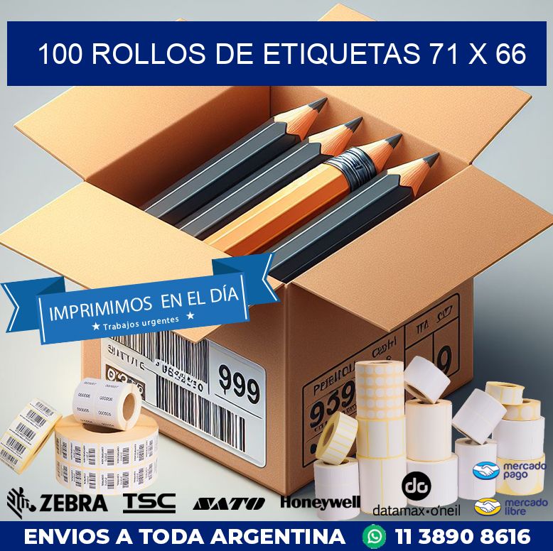 100 ROLLOS DE ETIQUETAS 71 x 66
