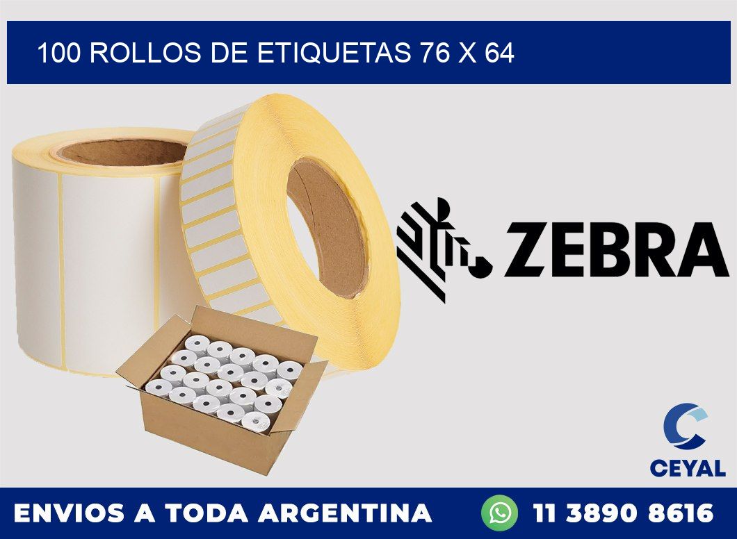 100 ROLLOS DE ETIQUETAS 76 x 64