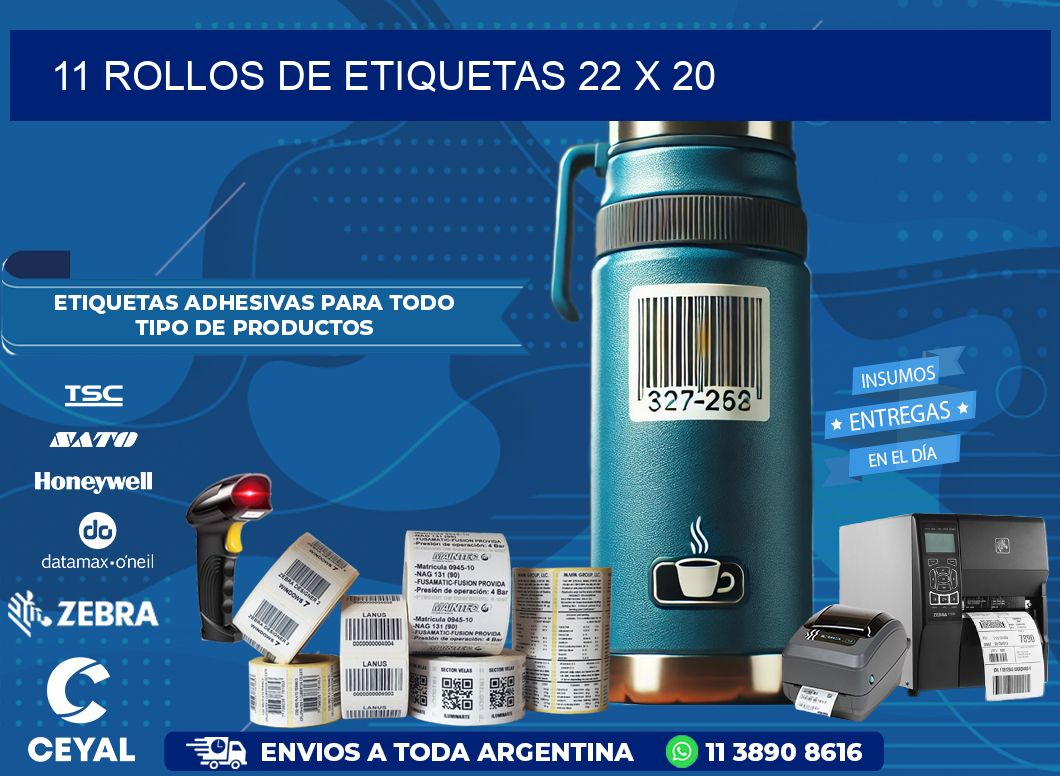 11 ROLLOS DE ETIQUETAS 22 x 20
