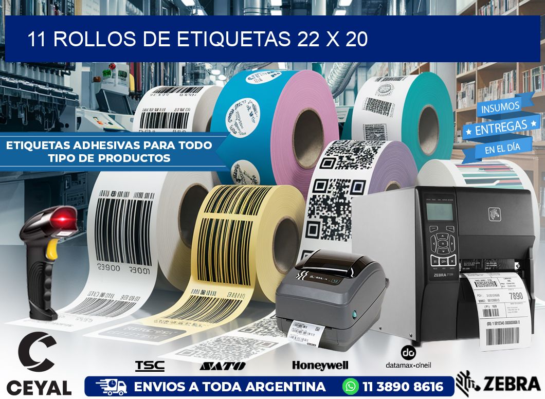 11 ROLLOS DE ETIQUETAS 22 x 20