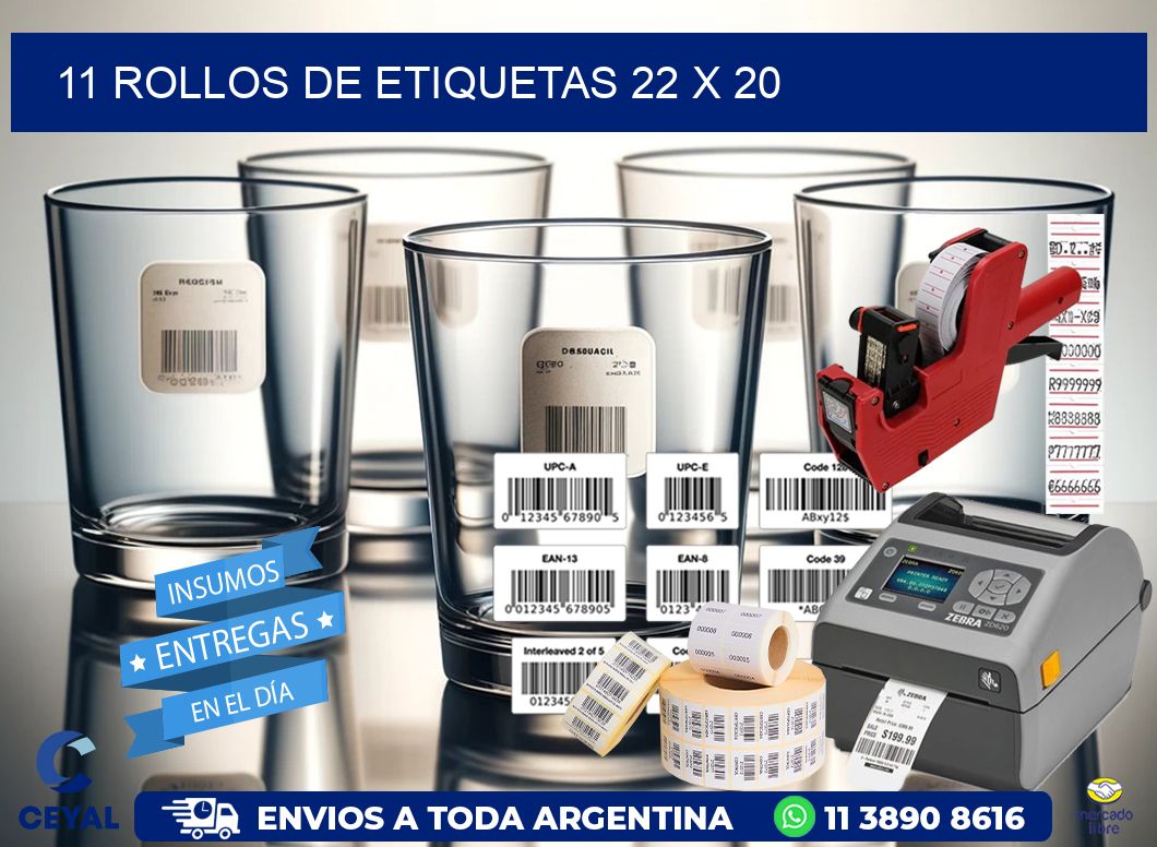 11 ROLLOS DE ETIQUETAS 22 x 20