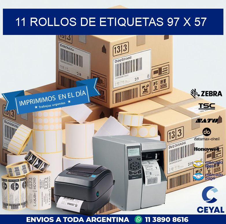 11 ROLLOS DE ETIQUETAS 97 x 57