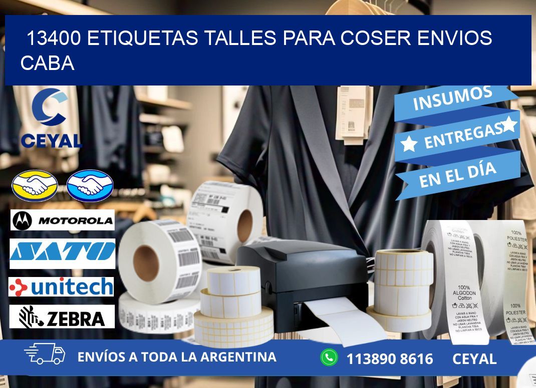 13400 ETIQUETAS TALLES PARA COSER ENVIOS CABA