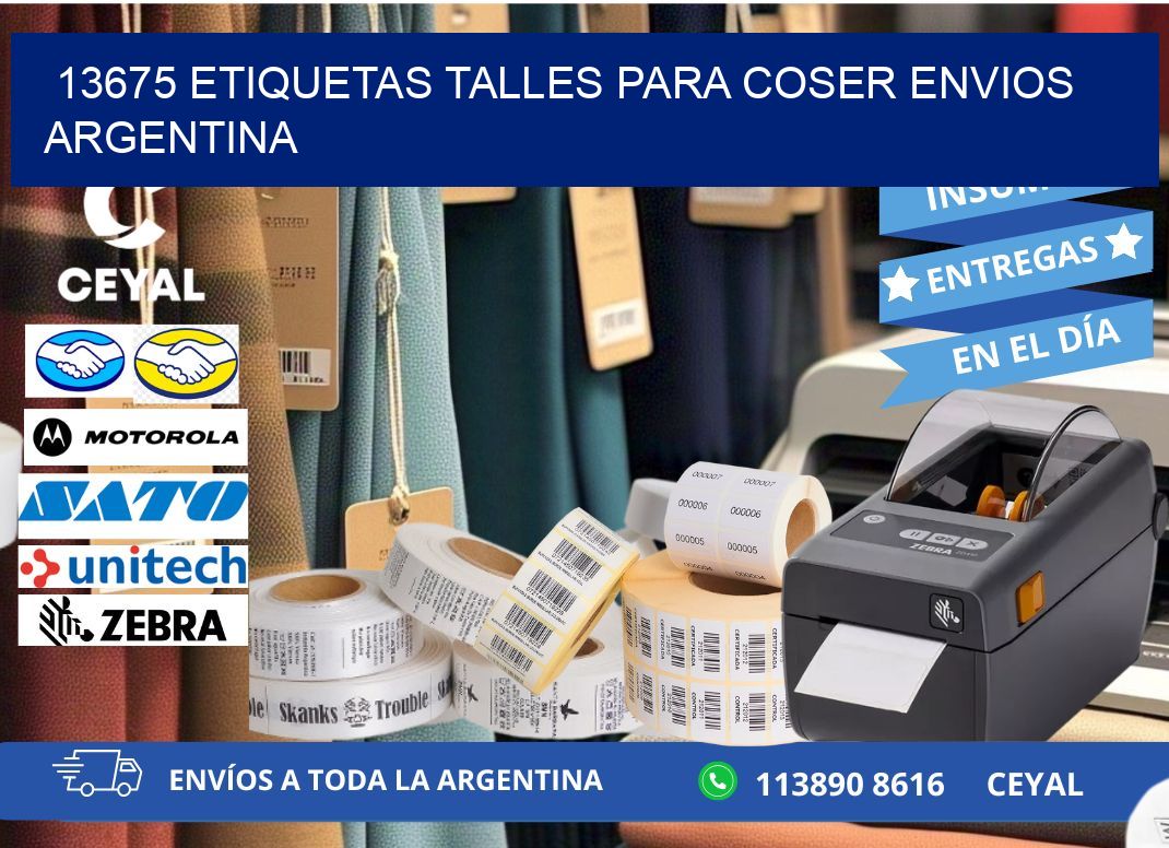 13675 ETIQUETAS TALLES PARA COSER ENVIOS ARGENTINA