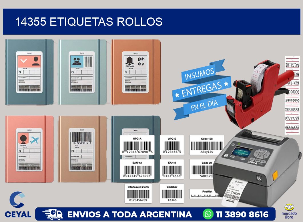 14355 etiquetas rollos