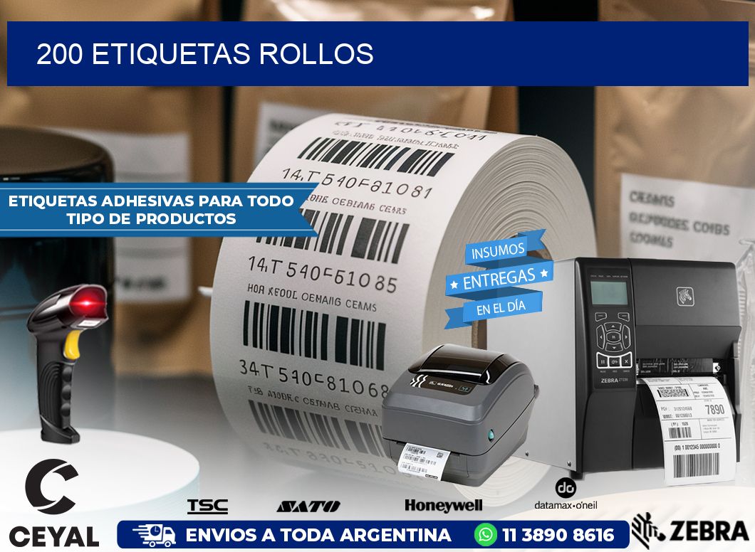 200 etiquetas rollos