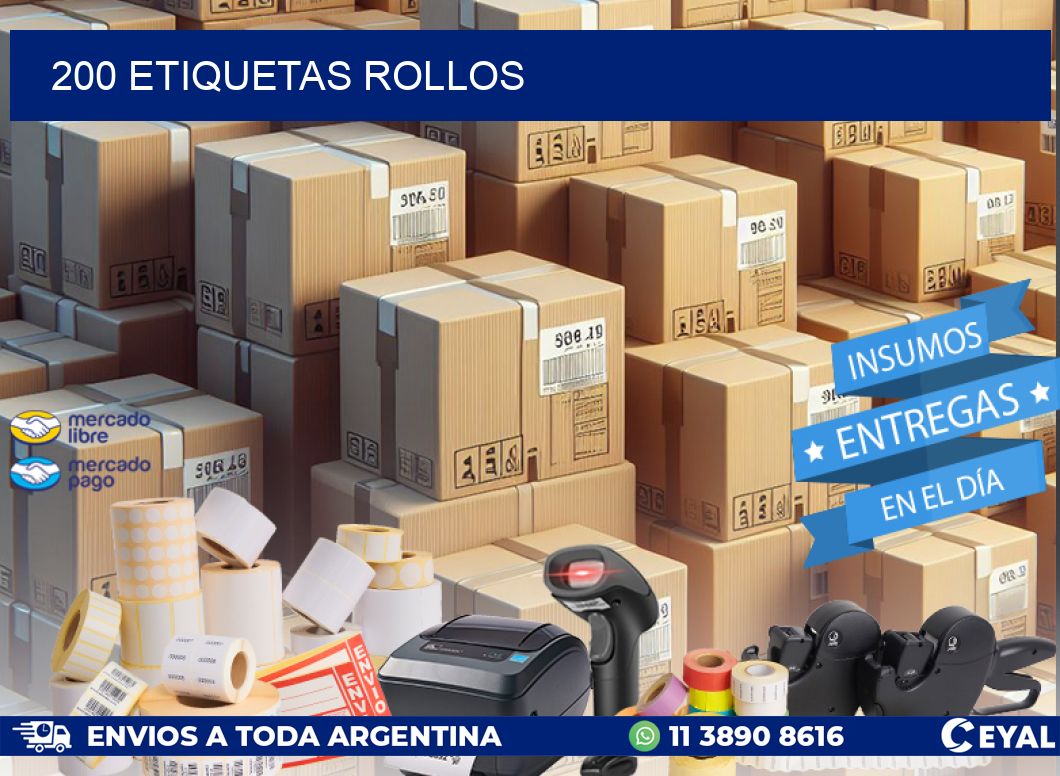 200 etiquetas rollos