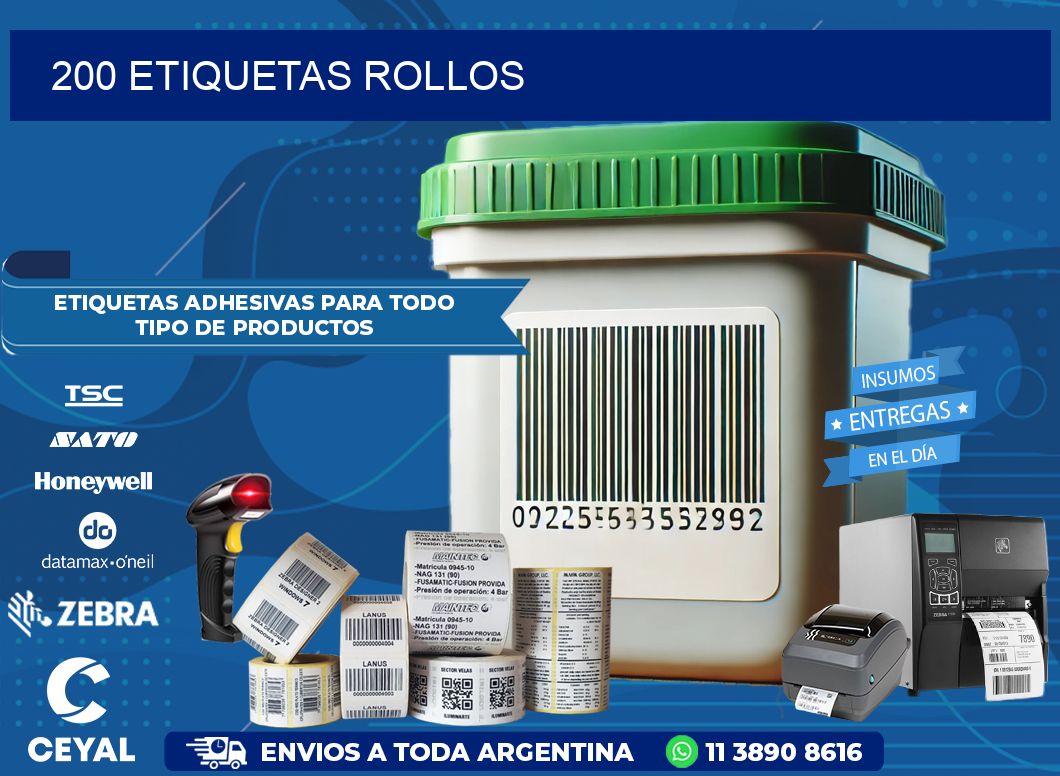 200 etiquetas rollos