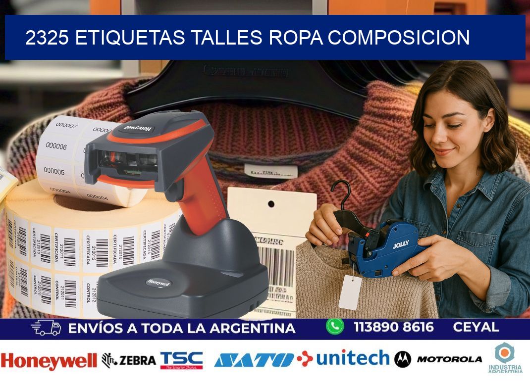 2325 ETIQUETAS TALLES ROPA COMPOSICION