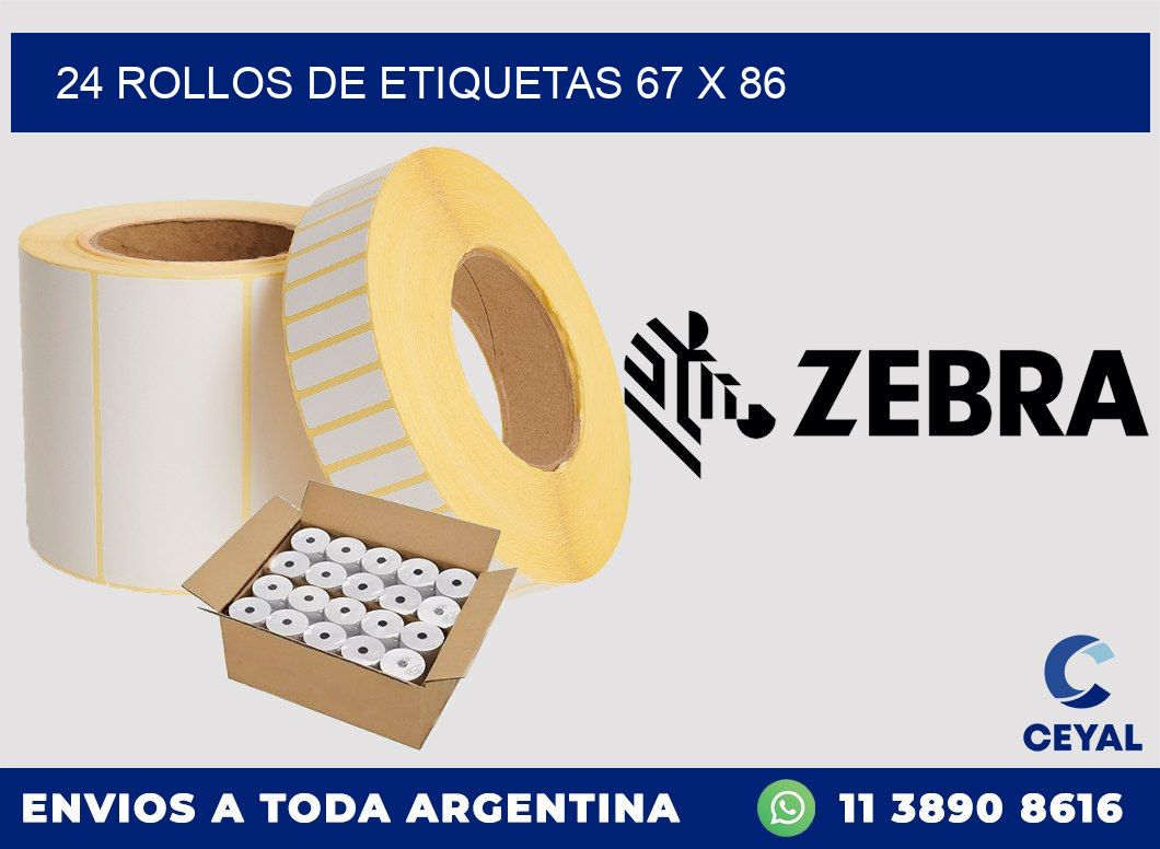 24 ROLLOS DE ETIQUETAS 67 x 86