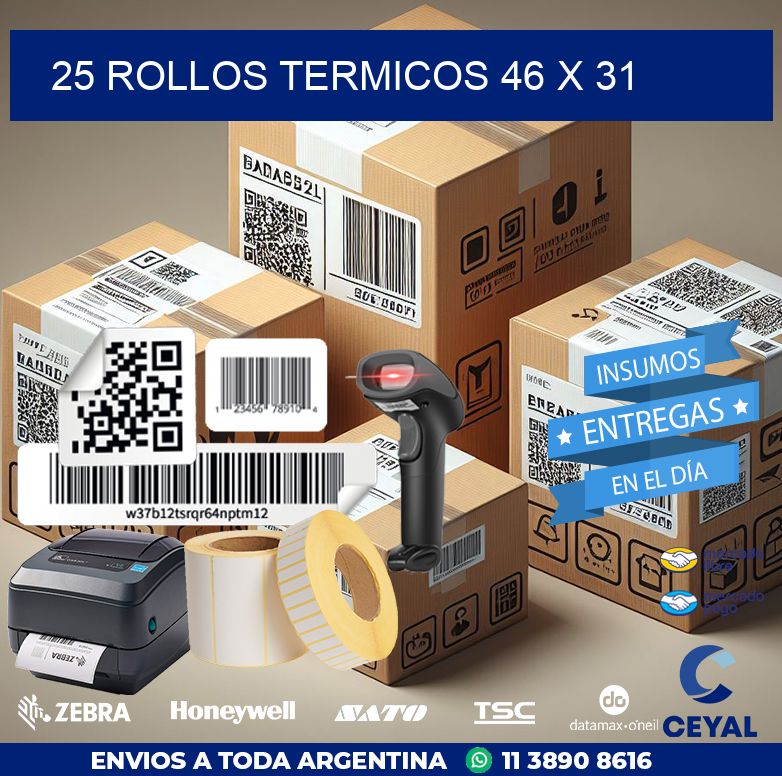 25 ROLLOS TERMICOS 46 x 31