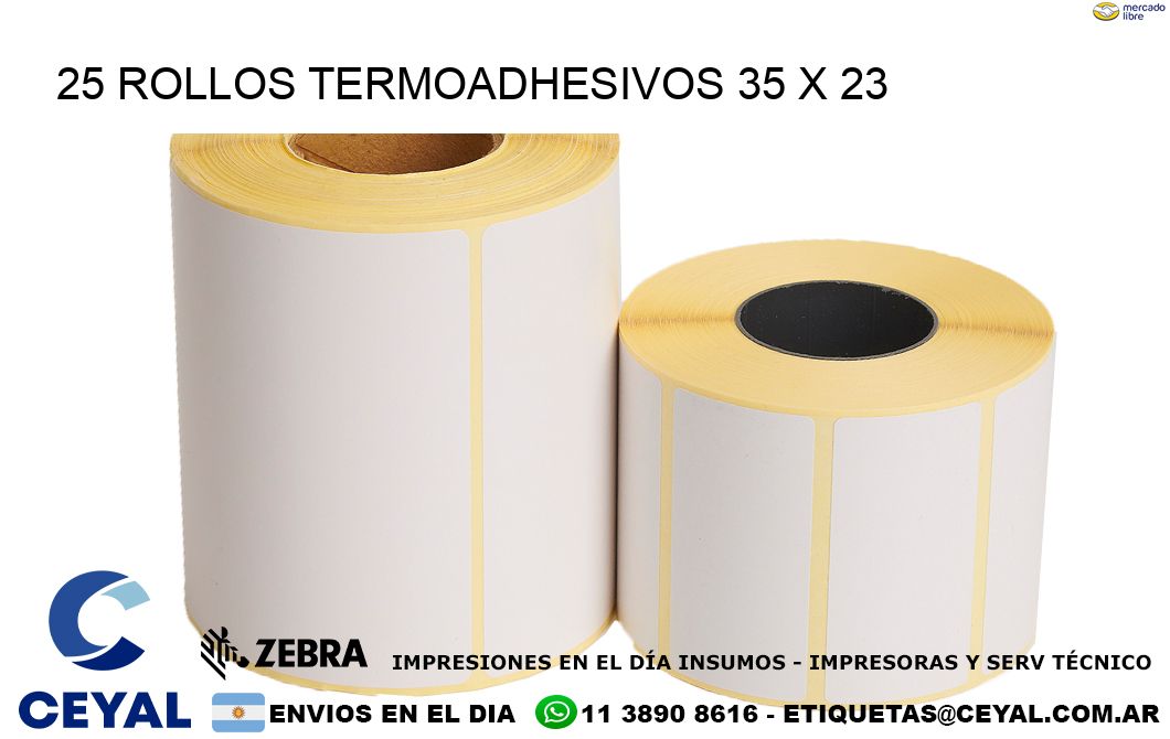 25 ROLLOS TERMOADHESIVOS 35 x 23